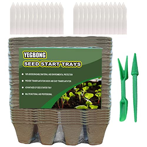 Ambolio Bandejas de Plántulas 12PCS Macetas de Semillas Biodegradables Bandejas de Plántulas Macetas Degradables Macetas de Turba para Plantasde de Semillero,Flores,Plantas,Vegetales