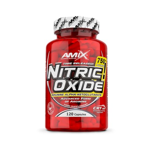 AMIX - Complemento Alimenticio - Nitric Oxide - 120 Cápsulas - Suplemento de Óxido Nítrico - Efecto Vasodilatador - Reduce la Fatiga - Complemento a base de L-arginina