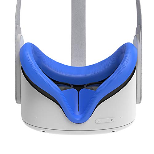 AMVR VR Cubierta Facial De Silicona, Funda De Silicona para Auriculares, a Prueba De Sudor, Impermeable, Antisuciedad, Repuesto para Cojín Facial, Accesorios (Azul, 1 Unidad)