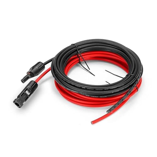 ANFIL 6mm2 / 10AWG Cable de Extensión del Panel Solar, con Conectores Hembra y Macho (6m rojo + 6m negro)