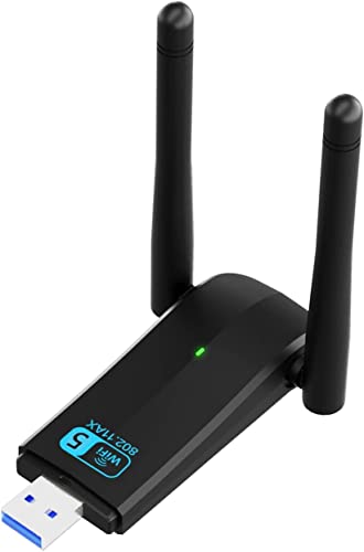 Antenna WiFi 5dBi, Adaptador Red USB 3.0 1300M Dual Band / 2.4G/5G 802.11ac, Nero,per Windows 7/10/11