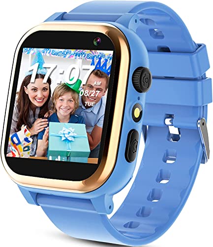 AOYMJRS Reloj Inteligente para niños,Smartwatch Niños con Juegos, música, grabación de Video y Audio, Juguetes para niños de 3 a 6 años de Edad, Reloj de Pantalla táctil para niños(Blue)