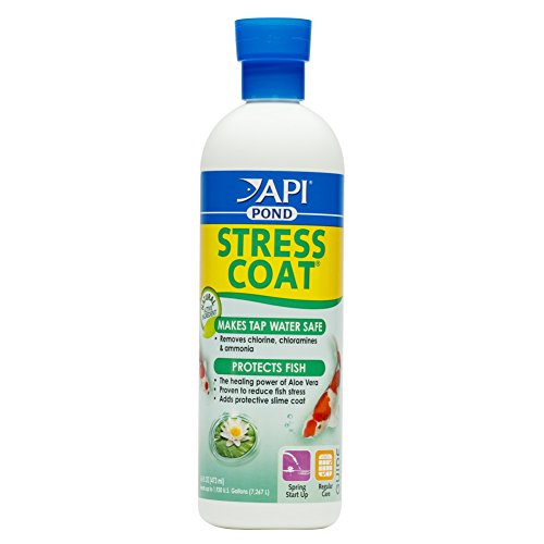 API Pond Stress Coat - Acondicionador de Agua para Estanque, Seguro para Mascotas Cuando se Utiliza como se Indica, Botella de 473 ml, Color Blanco