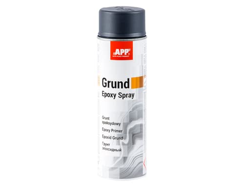 APP Epoxy Grund Imprimación Spray Epoxi | Imprimación Pintura Antióxido por Metal | Protección contra la corrosión | Gris oscuro | 500 ml