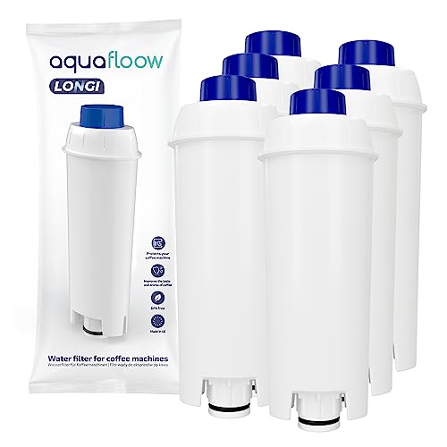 Aquafloow Cafetera Automática Filtro para DeLonghi DLSC002, DeLonghi Filtro de Agua Cartuchosde Carbón Activado para De'Longhi ECAM ESAM ETAM BCO, Paquete de 6