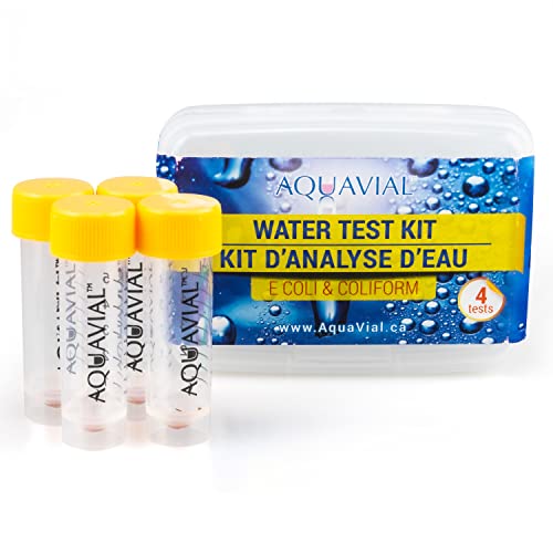 AquaVial Kit de Prueba de Agua 4 Pack para detectar Las bacterias E. coli y bacterias del Grupo coliforme| Juego de Alta sensibilidad para examinar Agua Potable o Agua de Pozo | DIY Prueba de Agua