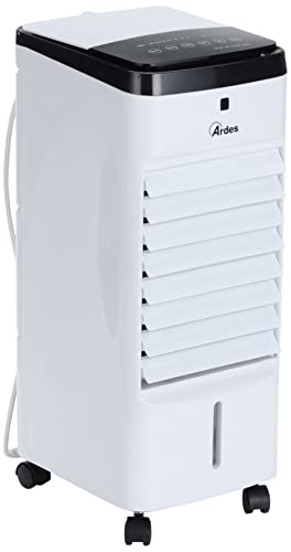 ARDES Enfriador Evaporativo y Potente Humidificador con 3 Velocidades Flujo de Aire Oscilación Automática Timer Telemando y Filtro Antipolvo Blanco AR5R06D