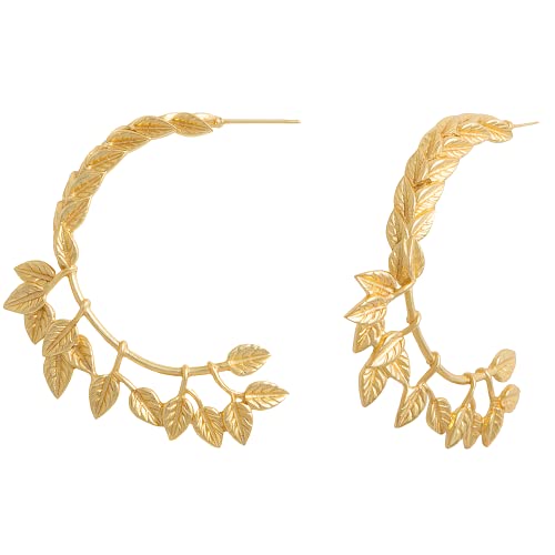 Aros dorados Afrodita con formas de hojas