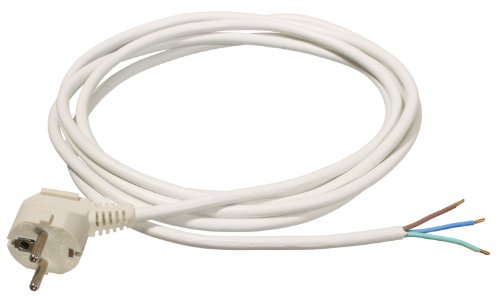 as - Schwabe 70833 Cable de conexión de PVC, blanco, 3m H05VV-F 3G1.0, 230 V