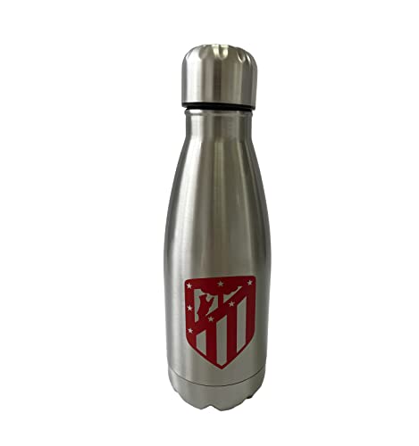 Atlético de Madrid - Botella Agua de Acero Inoxidable, Cierre Hermético, 550 ml, Color Metalizado, Producto Oficial (CyP Brands)