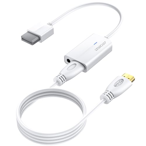 AUTOUTLET Adaptador Wii a HDMI, Convertidor Wii Hdmi Cable Extensión de 20cm 1080P / 720P Full HD, Salida de Audio de 3,5mm y Cable HDMI de 1,8m, Indicador de Luz para Wii, Televisión