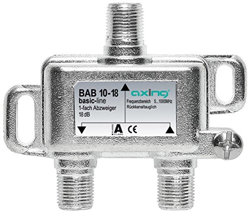Axing BAB 10-18 - Derivador Acoplador direccional de señal TV 18 dB con conector de F para TDT radio CATV televisión por cable (5-1006 MHz)