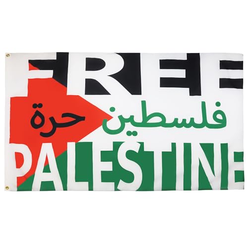 AZ FLAG - Bandera Palestina libre en idioma árabe - 3 x 5 pies - Bandera palestina de poliéster 100D con dos ojales de metal - Resistente a la decoloración - Colores vivos - 3 pies x 5 pies