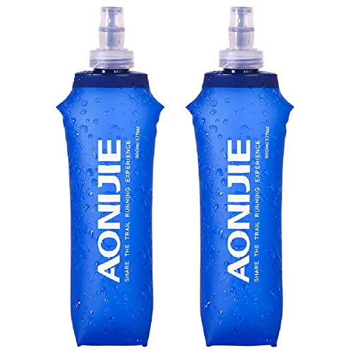 Azarxis Soft Flask Botella de Agua Blanda TPU Flexible Bolsa de Hidratación Deportiva para Correr Senderismo Ciclismo (2 × 500ml)