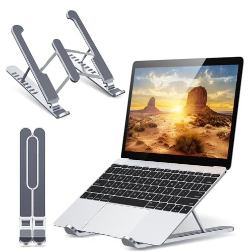 Babacom Soporte Portatil Mesa, Plegable Ventilado Soporte Ordenador Portátil, 8 Ángulos Ajustable Elevador Portatil Laptop Stand Compatible con MacBook Lenovo HP PC 10-15.6”, ABS+Silicona