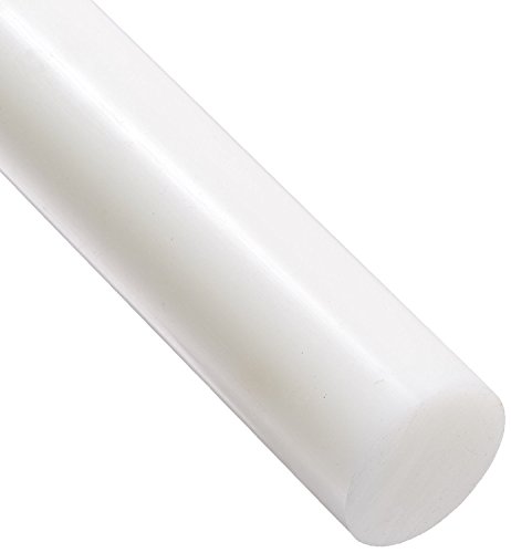 Barra redonda de nailon 6, color blanco translúcido, 20 mm de diámetro x 300 mm de largo, grado 6