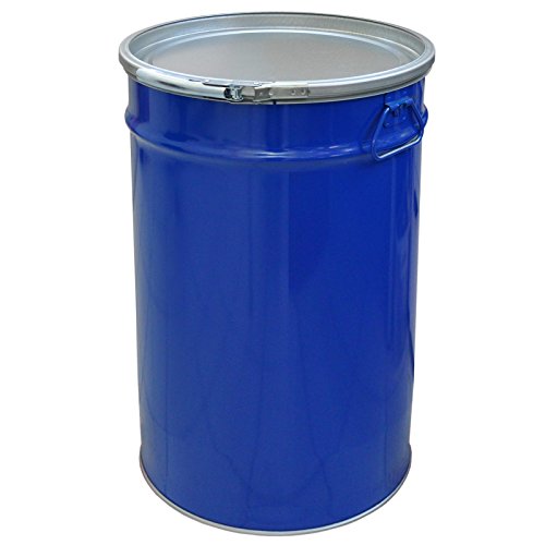 Barril superior abierto de metal, azul, 60 L con tapa y anillo de bloqueo (23021)
