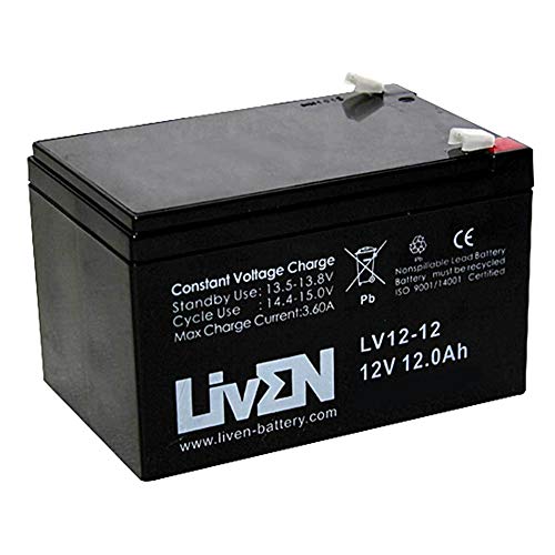 Batería AGM 12V 12Ah C-20 Sin Mantenimiento - Equipos Seguridad/Médicos/SAI/Comunicación/Emergencia | LIVEN LV12-12
