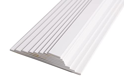 BawiTec Listón plano de plástico de PVC, perfil plano, color blanco, para ventanas y puertas, 120 mm x 200 cm