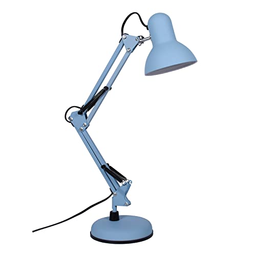 BEL AIR HOME - Lámpara de Escritorio LED con brazo articulado, Flexo Antigona, diseño vintage retro 1xE27 (AZUL MATE)