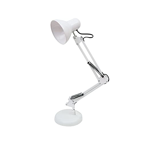 BEL AIR HOME - Lámpara de Escritorio LED con brazo articulado, Flexo Antigona, diseño vintage retro 1xE27 Color Blanco
