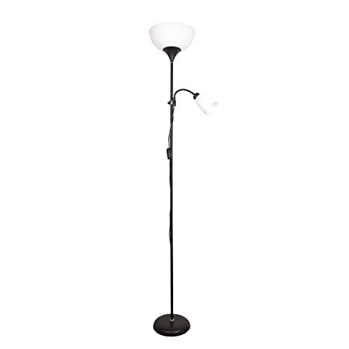 BEL AIR HOME - Lámpara de Pie Varese 2xE27 178cm - Ideal para Salones y Estudios - Diseño Moderno y Funcional - Lampara de Lectura Orientable (NEGRO)