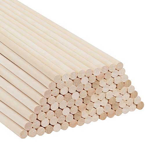 Belle Vous Set de 100 Palos de Madera para Manualidades Varas de Madera Redonda 30 cm de Largo - Varillas Sin Acabado - 7 mm de Grosor - Para Proyectos de Arte y Decoraciones