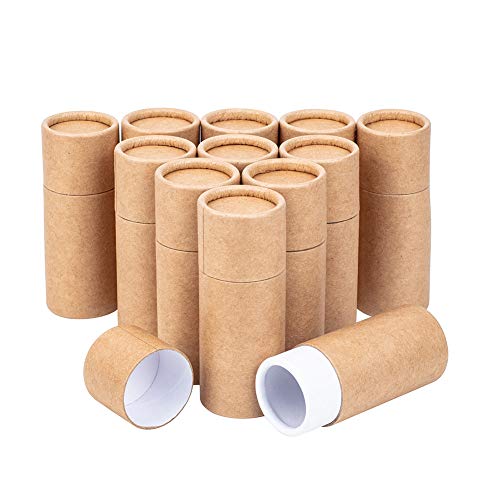 BENECREAT 12PCS 20ml Tubos de Cartón Kraft Contenedores Redondos de Papel Kraft para Lápices, Té, Dulce, Café, Cosmética, Manualidades Embalaje de Regalo