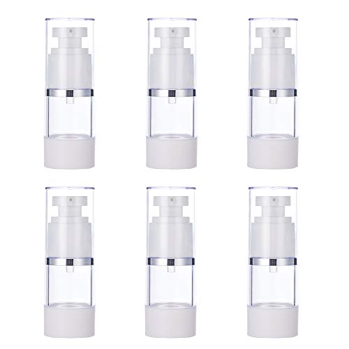 BENECREAT 6 Pack 15ml Botella de Presión de Vacío Contenedor de Bomba de Cosmético para Loción Crema Facial Crema de Manos