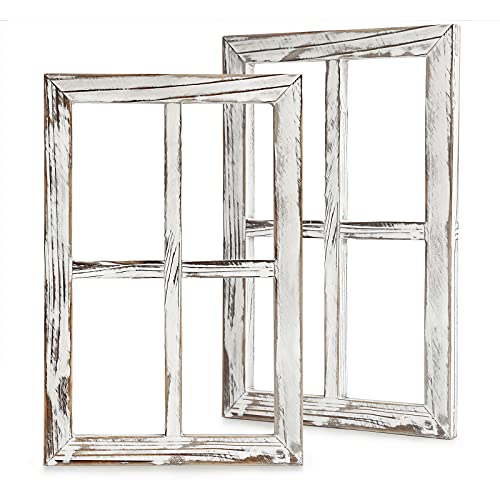 BESTOOL Viejo marco de ventana rústico Barnwood - decoración para el hogar o al aire libre, no para fotos, Paquete de 2 (40 x 28 cm) (blanco)