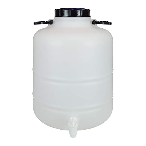 Tanque de agua 20 litros con grifo, 44 x 17 x 36 cm, bidón, garrafa, jarra,  dispensador de agua, bebidas, recipiente, contenedor