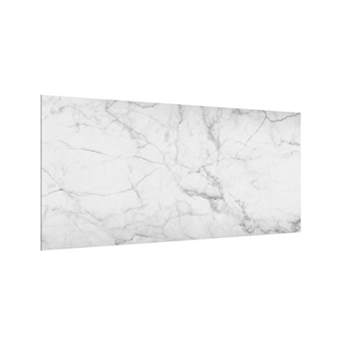 Bilderwelten Panel antisalpicaduras de Cristal - Bianco Carrara - Horizontal 1:2, de Vidrio para Cocina Panel Protector contra Salpicaduras, Tamaño: 40cm x 80cm