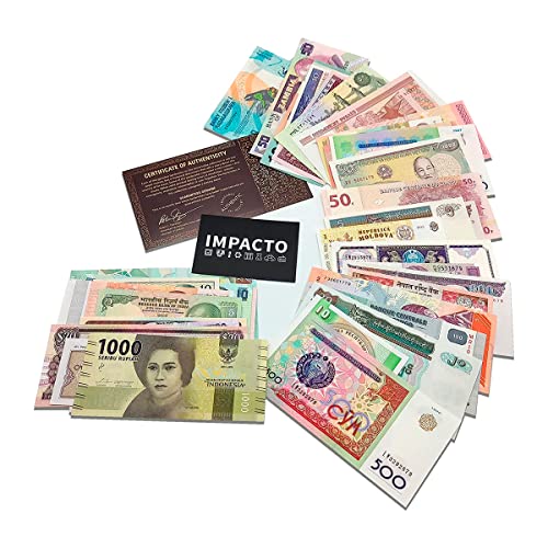 Billetes de Colección - Incluye 50 Billetes auténticos Diferentes - Dinero del Mundo - Coleccionable con Certificado de Autenticidad - Impacto
