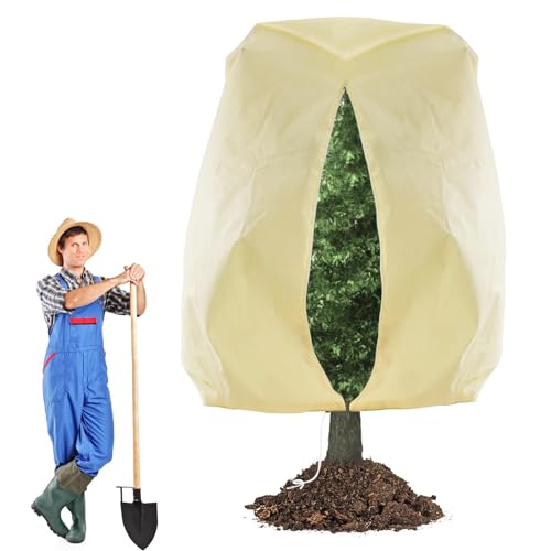 BIQIQI Protección invernal para plantas 250 x 360 cm, protección contra heladas para plantas, protección de invierno XXL al aire libre, protección de invierno con cordón para árboles, palmeras,