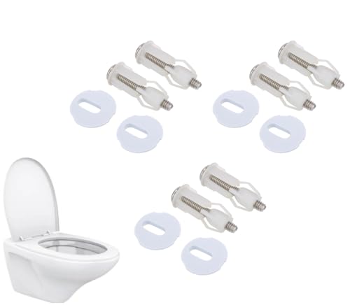 Bisagras Tapa WC, 3 pares de tornillos de plástico para asiento de inodoro de bricolaje, accesorios de fijación, herramientas de reparación de inodoro para fijar tapas de inodoro