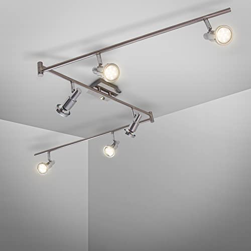 B.K.Licht Lámpara de techo LED con focos giratorios incl. 6 x 5W LED bombillas, Luz blanco cálido 3000K 230V, IP20, Orientable