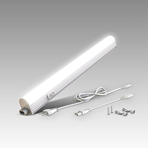 B.K.Licht - Regleta LED bajo armarios y cabinetes, de luz blanca neutra, iluminación bajo mueble con interruptor de luz, 4W, 4000K, 400lm, color blanco