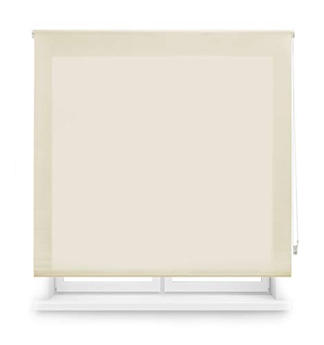 Blindecor Ara | Estor enrollable translúcido liso - Beige, 160 x 175 cm (ancho por alto) | Tamaño de la Tela 157 x 170 cm | Estores para ventanas