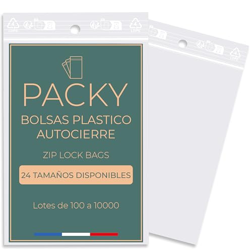 Bolsas Con Cierre Zip - Bolsa Autocierre- 24 Tamaños Disponibles - Bolsas De Plastico Con Cierre Cremallera - Bolsa Apto Alimentos - Bolsas Pequeñas Y Grandes - 40x60 cm Lote de 100 - Packy