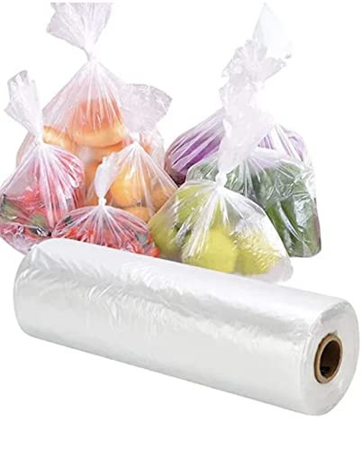 Bolsas de polietileno en rollo para frutas y verduras de plástico transparente, bolsas de mostrador de polietileno | 9 x 14 x 18 pulgadas | Fruta/Veg/Comida/Carne (1 rollo - 250 bolsas) (1 rollo)
