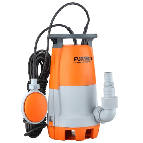 Bomba sumergible de aguas residuales FUXTEC FX-TP1350 350 watts, máx. 7500 l/h, altura de impulsión máx. 6 m, espesor del elemento hasta 20 mm, interruptor de flotador de ajuste continuo