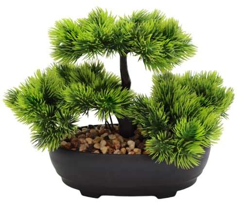 Bonsai Artificial Bonsai Árbol Artificial Bonsai - Pino Japonés Artificial Bonsái en maceta para el hogar Oficina Baño Decoración Escritorio y como Regalo Árbol Artificial Bonsái