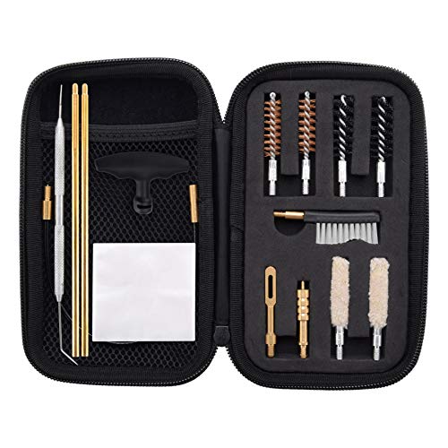 BOOSTEADY Kit de Limpieza para Pistola Calibre .357 9mm Caza Accesorios Juego de Limpieza y en Estuche Compacto Organizador con Cremallera