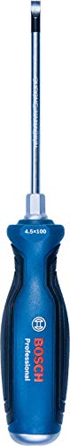 Bosch Professional Destornillador plano, cromo vanadio, mango softgrip con cabezal de acero, Azul, SL4.5