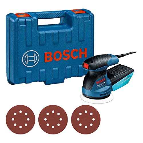 Bosch Professional GEX 125-1 AE - Lijadora excéntrica (250 W, Microfiltro, Ø plato 125 mm, 3 hojas de lija, en maletín)