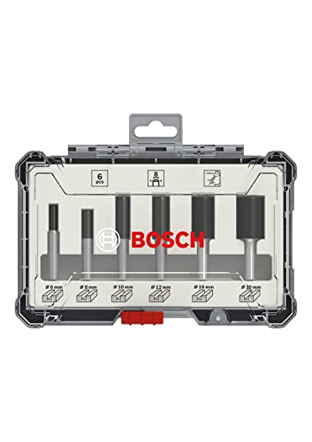 Bosch Professional Set de Brocas Fresadoras Rectas de 6 Piezas (para madera, vástago de Ø 8 mm, Accesorios Fresadoras)