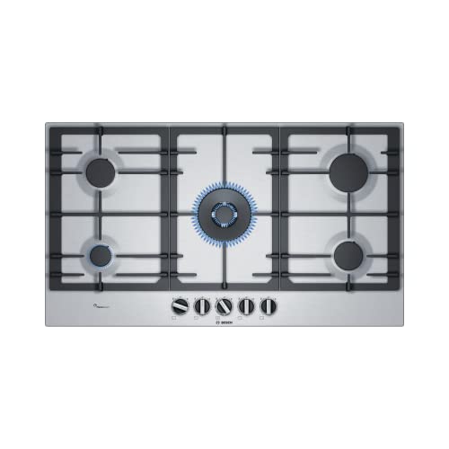 Bosch Serie | 6 PCR9A5B90 - Placa de gas, 5 Zonas de Cocción, Control de llama, Acero Inoxidable