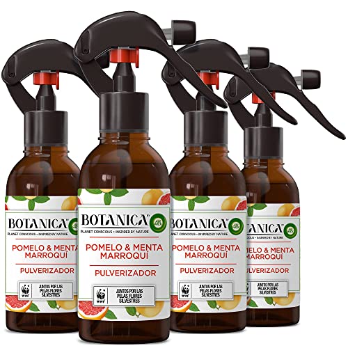Botanica by Air Wick - Ambientador Pulverizador (Esencia Para Casa Con Aroma A Pomelo Y Menta Marroquí) - Pack De 4, Naturaleza, 236 ml (Paquete de 4)