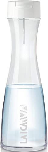Botella filtrante de vidrio para agua LAICA GlaSSmart - Filtra instantáneamente al verter - Diseño resistente y de larga duración - Incluye 1 cartucho de filtro de agua FAST DISC de 30 días - 1,1 L