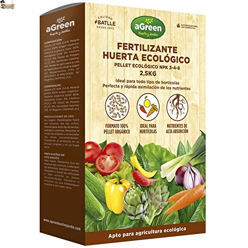 BricoLoco.com Abono huerto ecológico en pellet 100% orgánico. Fertilizante NPK 3-4-8 con nutrientes de alta absorción especial para plantas hortícolas, como tomates, pepinos, pimientos, etc. (1)